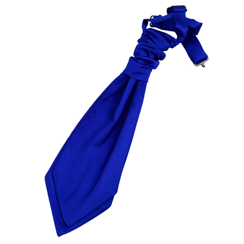 Plain Satin Pre-Tied Ruche Cravat - Boys - Royal Blue