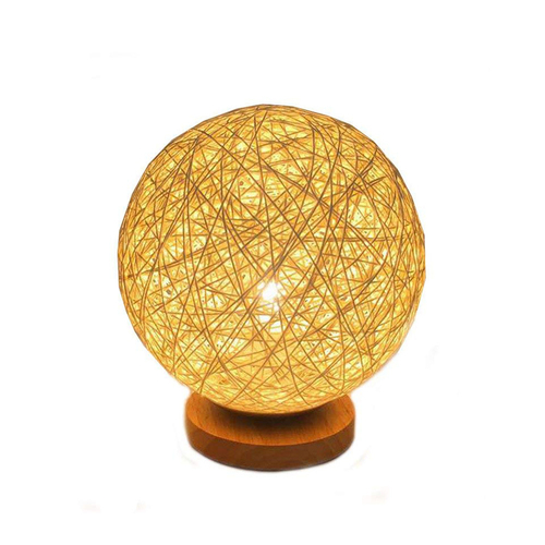 Wood Decorative Bedside Moon Lamp USB Charger Wood Table Lamp