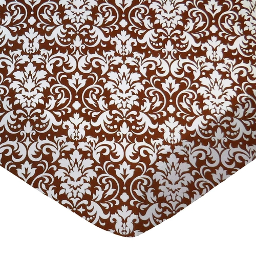 SheetWorld Fitted Crib Sheet Set - 100% Cotton Woven - Brown Damask,