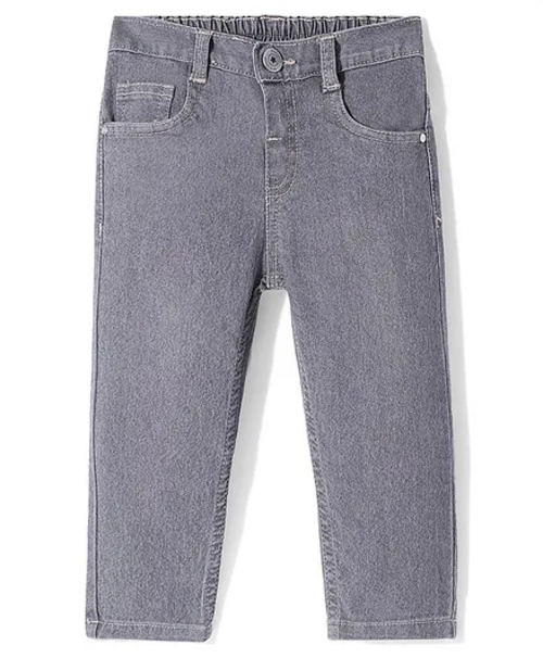 Full Length Solid Color Denim Jeans With Stretch - Grey