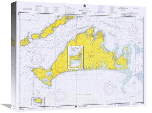 Global Gallery GCS-450525-22-142 22 in. Nautical Chart - Marthas Viney