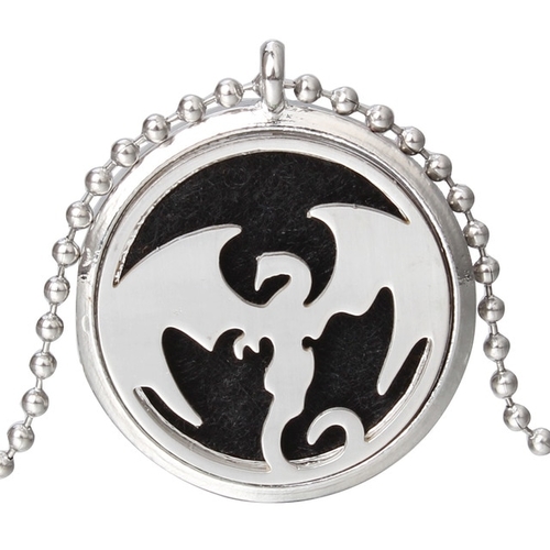 New Dragon Aroma Diffuser Necklace Open Silver