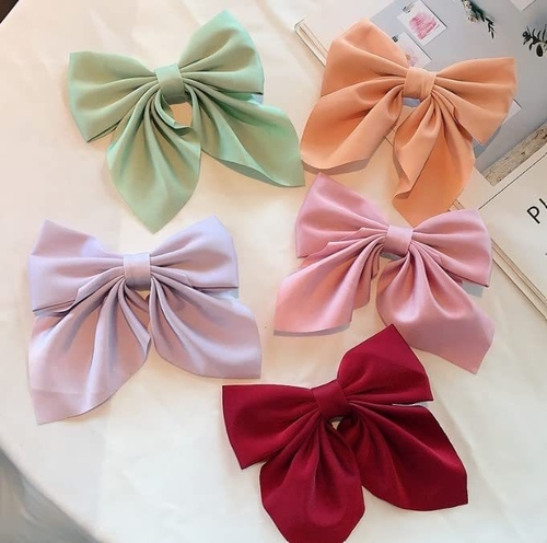 Large Satin Hair Bows Ties for Girls Women Silk-Stylish French Bow