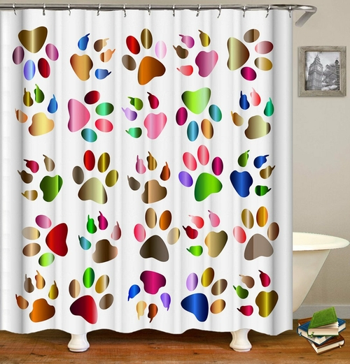 Multicolored Paws And Claws Shower Curtain