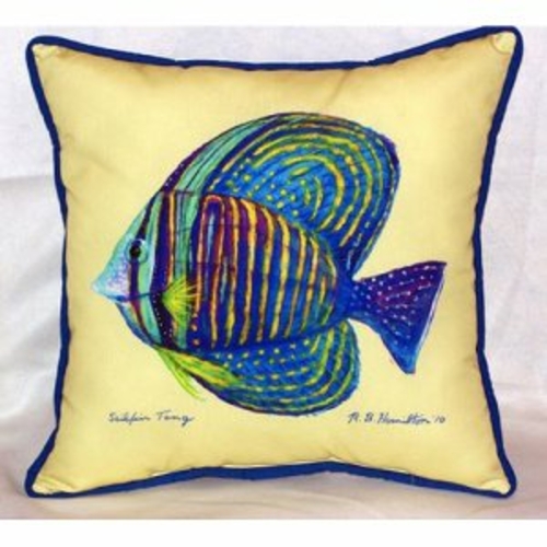 Betsy Drake ZP678C Sailfin Tang - Yellow Indoor & Outdoor Throw Pillow