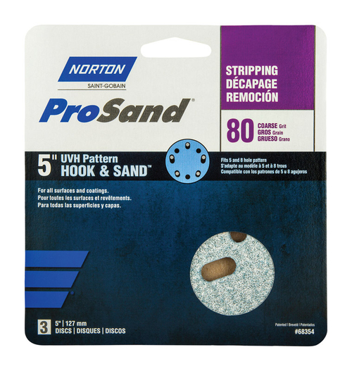 Norton 1918093 ProSand 5 in. Ceramic Blend Hook & Loop 5 & 8 Hole UVH 