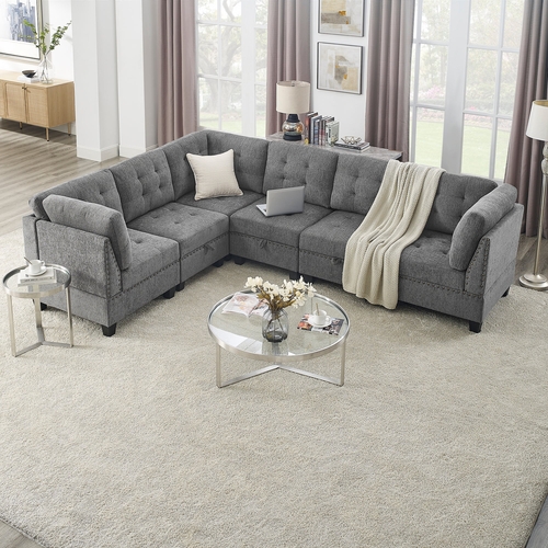 L shape Modular Sectional Sofa,DIY Combination,includes Three Single