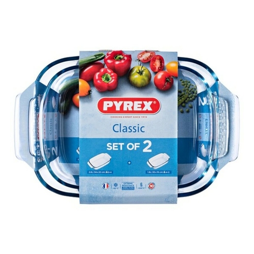 Set of Oven Dishes Pyrex Classic Transparent Borosilicate Glass (2