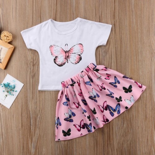 Kids Baby Girls Short Sleeve T shirt + Floral