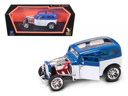 1931 Ford Model A Custom Blue/White Custom 1/18 Diecast Car by Road