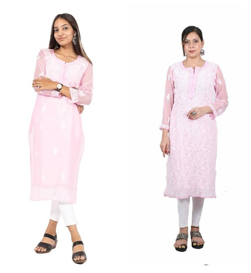 Chikankari Georgette Kurti for Girls & Women PACK OF 2 (DIFFRENT