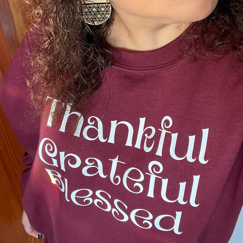 Main Thankful, Grateful, Blessed Crew Neck Fleece Sweater image