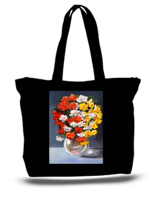 Flowers Large Tote New Zipper Bag