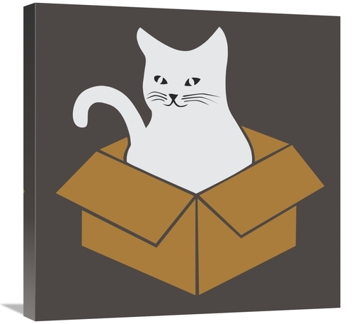 Global Gallery GCS-458109-2424-142 24 x 24 in. Cat in a Box - Gray Art