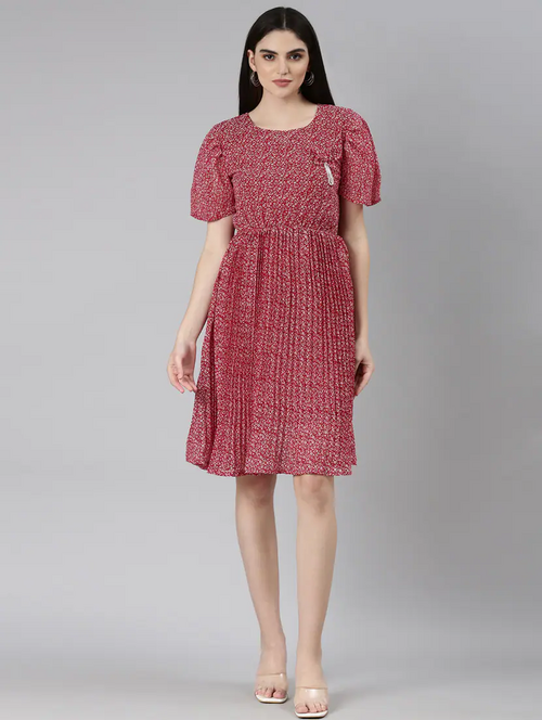 Women A-line Wine Dress (Size M)