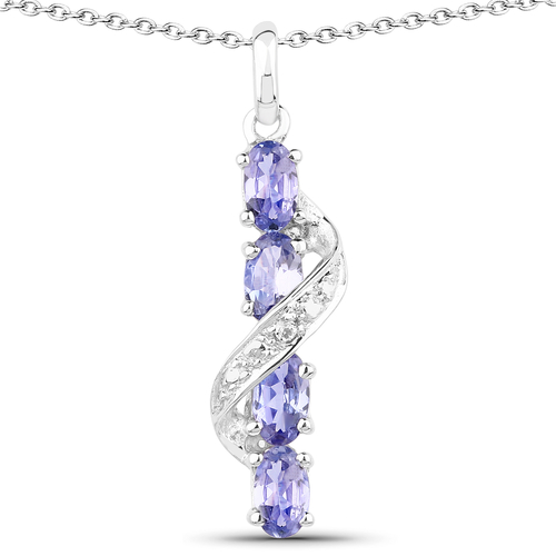 1.02 Carat Genuine Tanzanite & White Topaz .925 Sterling Silver