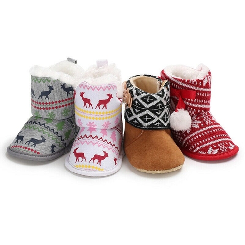 Girls Winter Warm Cotton Plush Christmas Snow Boot