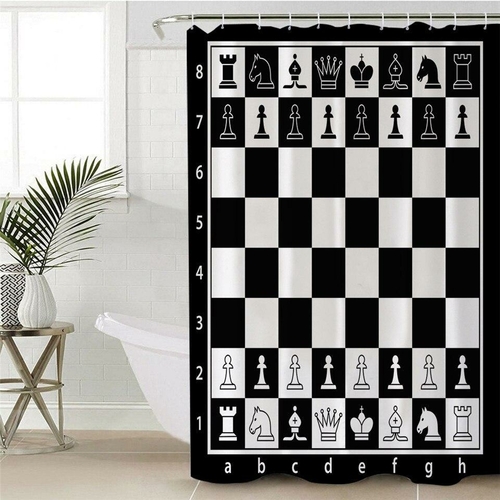 Black and White Chess Shower Curtain