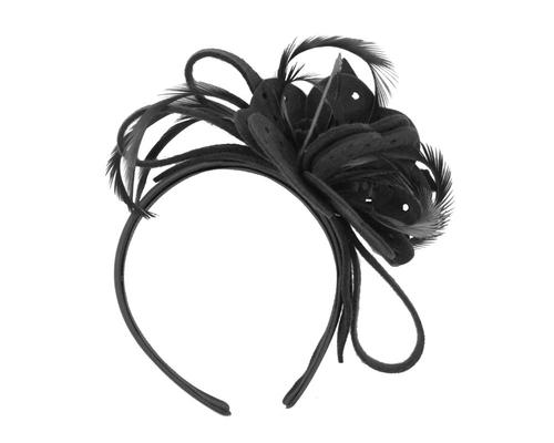 Black felt flower winter fascinator