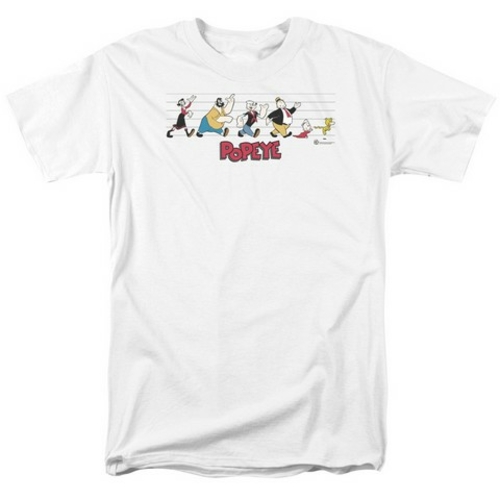 Trevco Popeye-The Usual Suspects Short Sleeve Adult 18-1 Tee, Whit