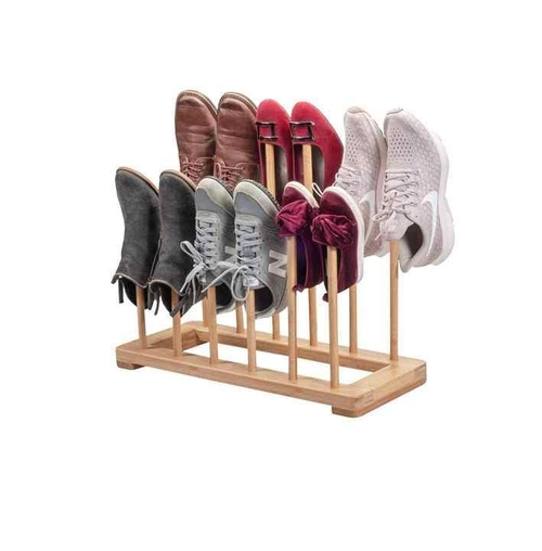 2 Tier Free Standing Natural Neemwood Shoe Organizer