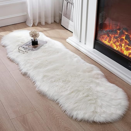 CottonFry Faux Fur Wave Size Rug for Bedroom, Fluffy Runner Rugs Soft