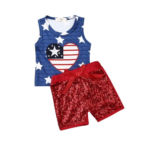 Baby Stars Flag Clothes Set Newborn Babies Girls