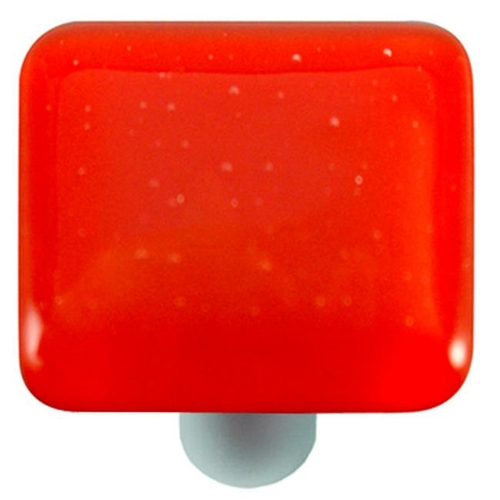 Hot Knobs HK1002-KA Tomato Red Square Glass Cabinet Knob - Aluminum Po