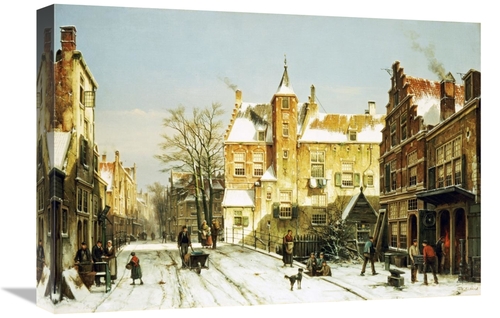 Global Gallery GCS-266686-22-142 22 in. A Dutch Village in Winter Art 