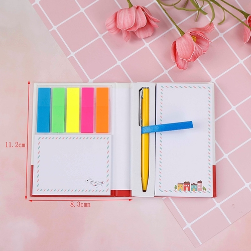 1pc Notebook With Pen Hardcover Sticky Combination