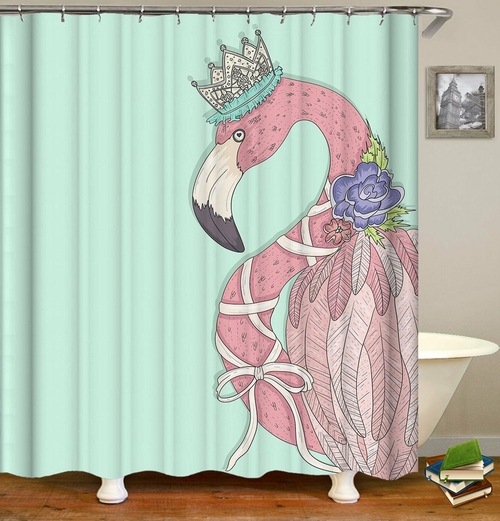 Queen Flamingo Shower Curtain