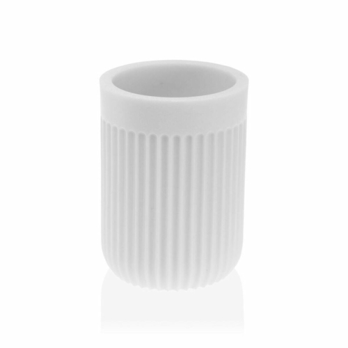 Toothbrush Holder Versa STRIA White Resin (7,3 x 10,3 x 7,3 cm)