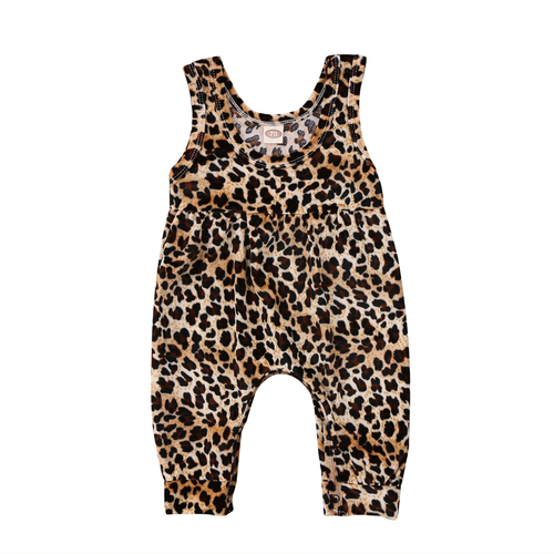 Newborn Baby Girls Leopard Printing Sleeveless