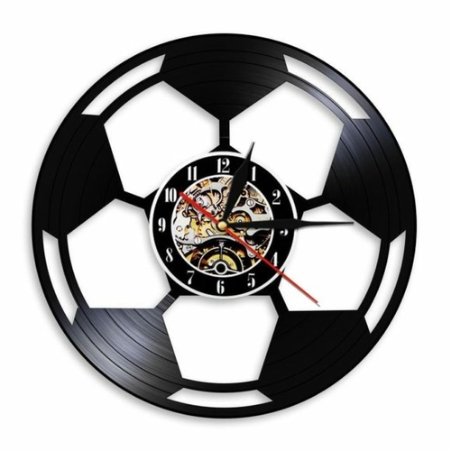 FOOTBALL BALL ORNAMENT HANDMADE VINYL RECORD WALL CLOCK