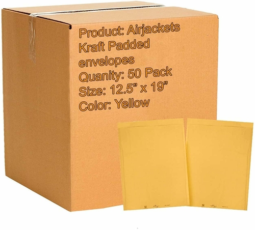 Pack of 50 Airjackets Kraft Padded Envelopes 12.5 x 19 Bubble Mailers