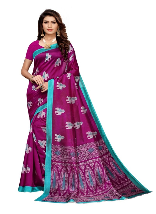 Generic Women's Art Silk Saree (Purple, 5-6 Mtrs)