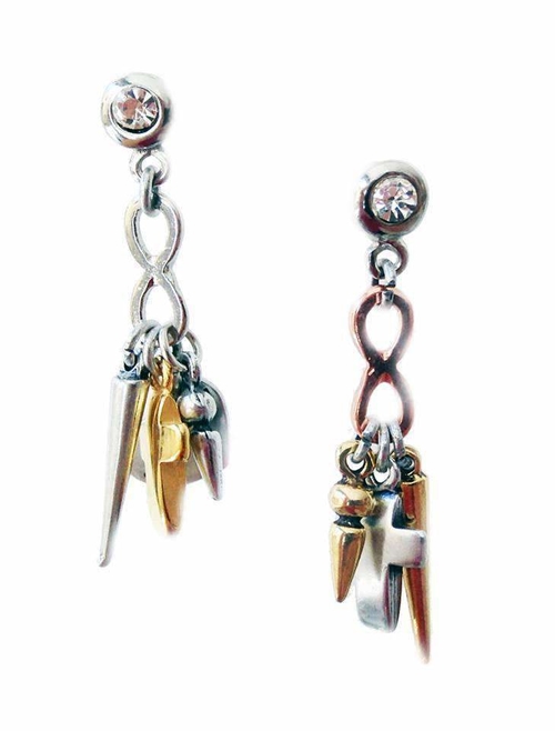 Handmade dangle and drop earrings with Swarovski crystals and cross,