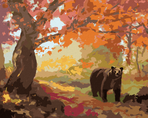 Zuty - Paint by Numbers - BEAR IN AN AUTUMN FOREST (D. RUSTY RUST),