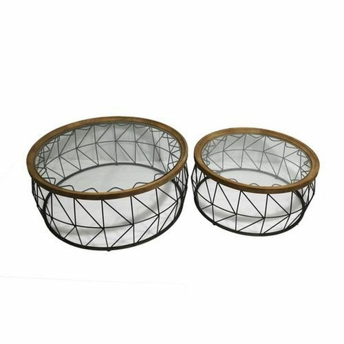 Set of 2 tables DKD Home Decor Crystal Metal (102 x 102 x 42 cm) (2