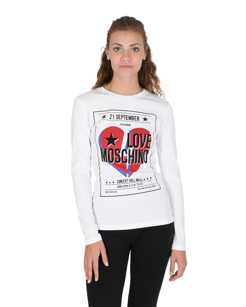 Love Moschino Womens T-Shirt W 4 G52 15 E 1951 A00 OPTICAL WHITE