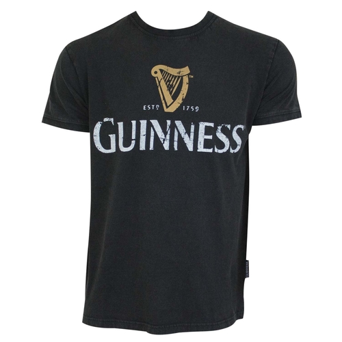 Guinness 43156-XX-Large Mens Faded Logo T-Shirt, Black - 2XL