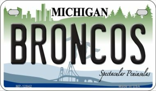 Smart Blonde MP-12842 7 x 4 in. Broncos Novelty Metal Motorcycle Plate