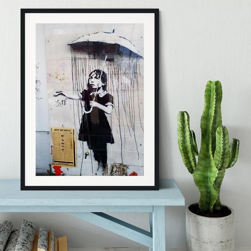 Banksy Umbrella Girl Framed Print