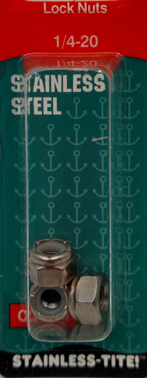 Barjan 07401365 0.25 x 20 in. Stainless Steel Lock Nuts