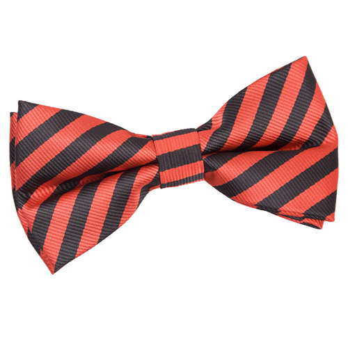 Thin Stripe Pre-Tied Bow Tie - Black & Red