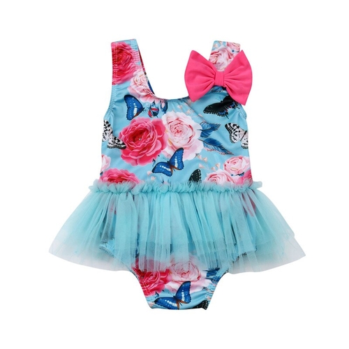 Lovely Kids Baby Girl Flower Swimwear Bodysuit