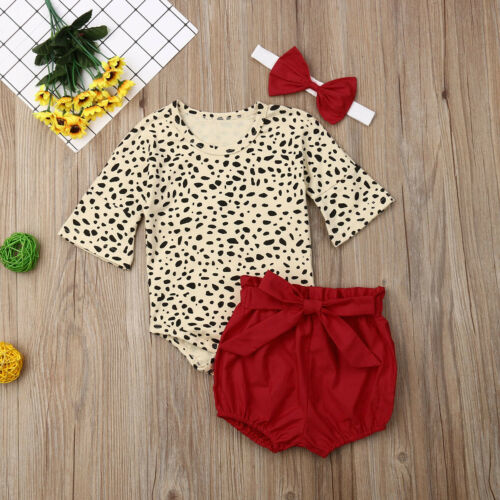 3PCS Baby Girls Leopard Print Outfits Clothes