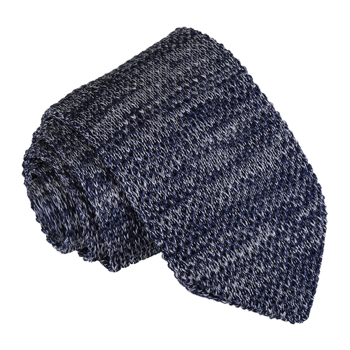 Melange Plain Speckled Knitted Slim Tie - Navy