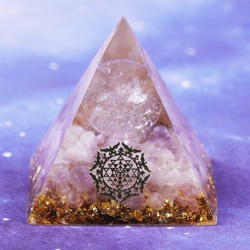 Orgonite Pyramid Quartz Sphere & Amethystine Orgone Reiki Sri Yantra