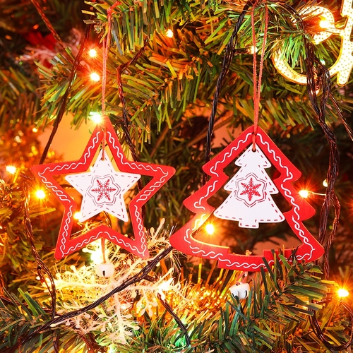 1PC Xmas Tree Wood  Pendants Crafts Star